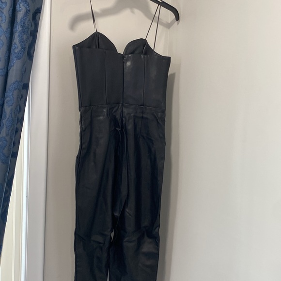 Amanda Uprichard Cherri Strapless Faux-Leather Jumpsuit - Picture 8 of 10